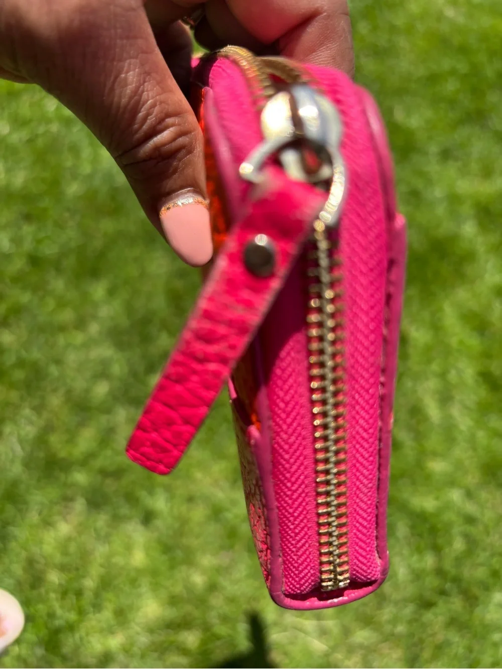 kate spade Colorblock Orange & Pink Pebble Leather Wallet